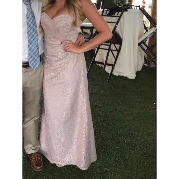 David’s Bridal Lace Champagne Bridesmaid Dress - Picture 3 of 5